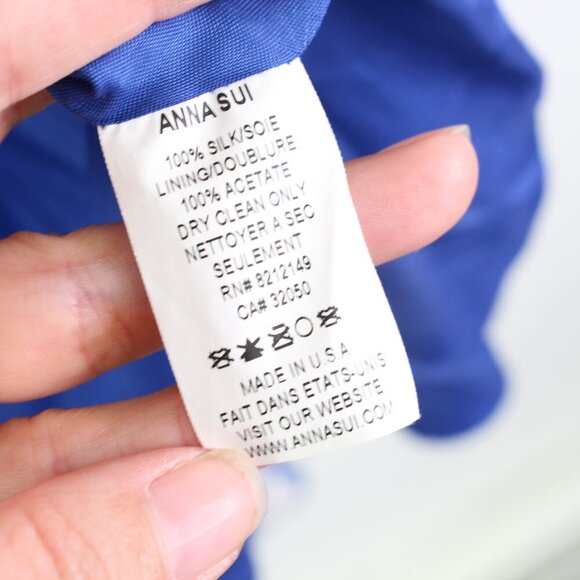 Anna Sui Sleeveless Silk Dress Blue Size 10 - Picture 5 of 9
